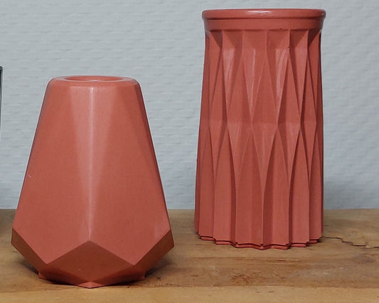Bloemenvaasjes - Set van 2 - Terra Cotta Effen (Geo&Cylinder) Acrylwereld.nl