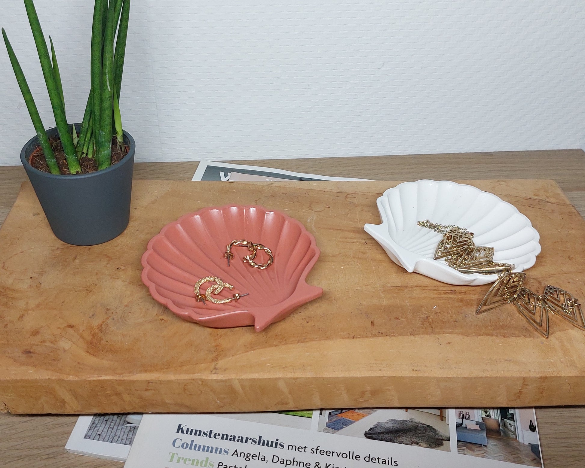 Schelpenset - Tweedelig - Wit/Terracotta Effen Acrylwereld.nl