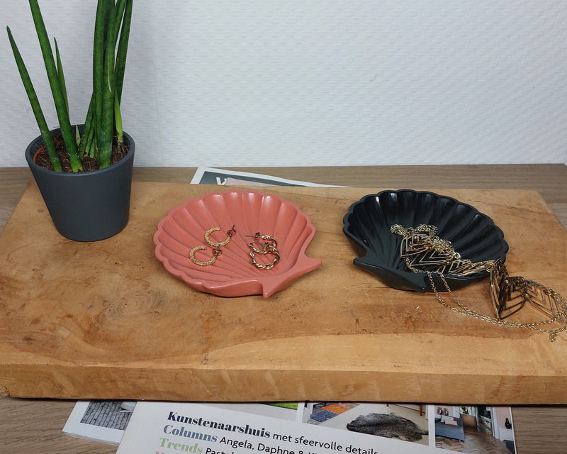 Schelpenset - Tweedelig - Zwart/Terracotta Effen Acrylwereld.nl