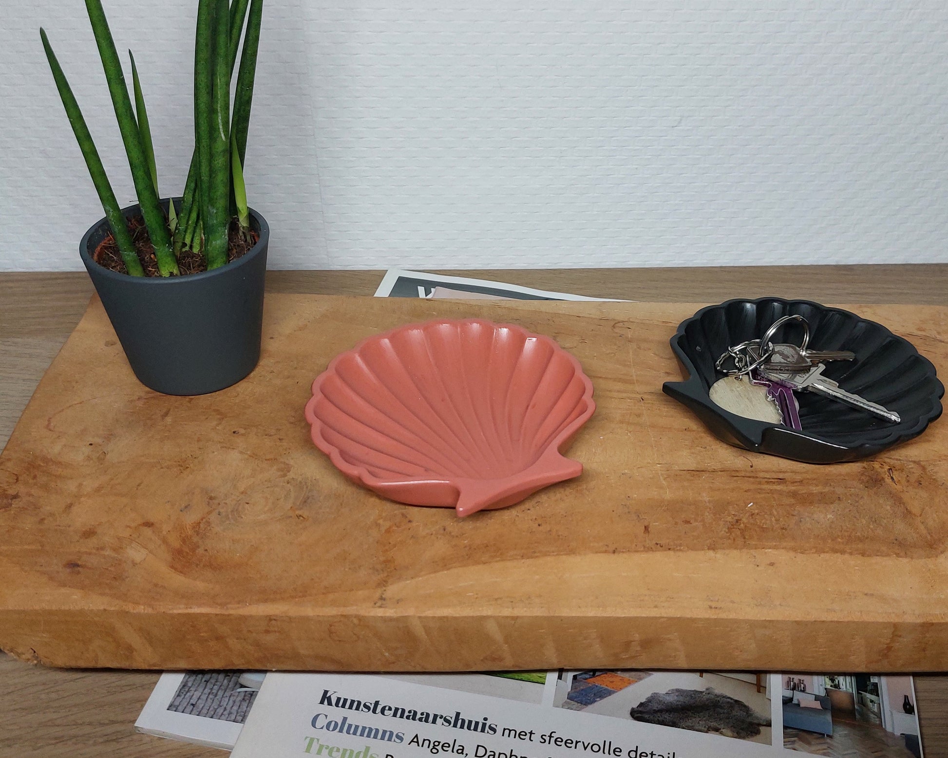 Schelpenset - Tweedelig - Zwart/Terracotta Effen Acrylwereld.nl