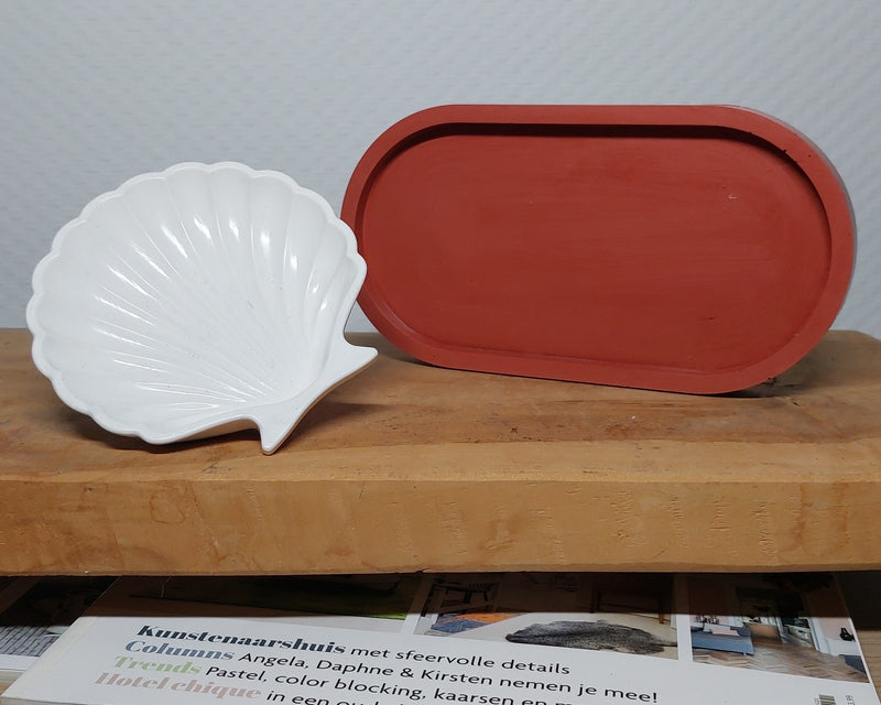 Accessoireset - Tweedelig - Terracotta/Wit Effen Acrylwereld.nl