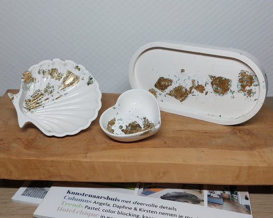 Luxe Accessoireset - Driedelig - Wit/Goud Acrylwereld.nl