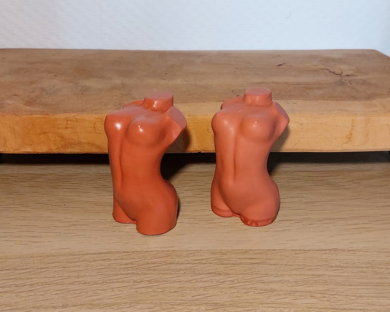 Beeldje - Torso Vrouw/Vrouw - Set van 2 - Terracotta