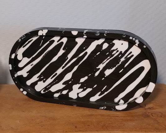 Ovalen Schaaltje - Zwart/Wit Zebra